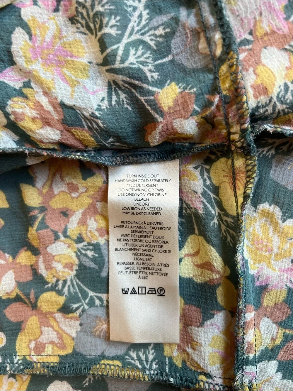 Free People Green Floral Tie-Front Blouse